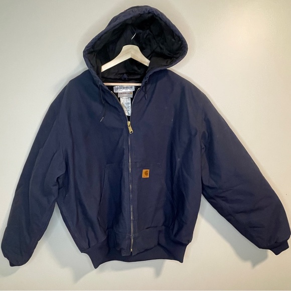 Carhartt Hooded Navy Blue Work Jacket 2XL - Picture 1 of 8